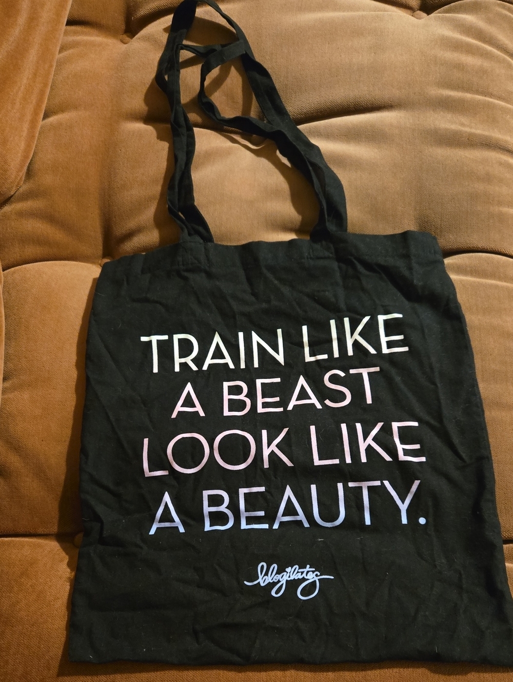 Black Motivational Tote Bag - 'Train Like A Beast'